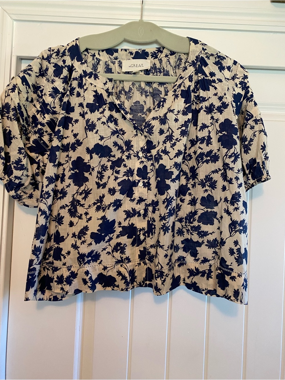The GREAT Blue Floral Button-Front Women’s Top
